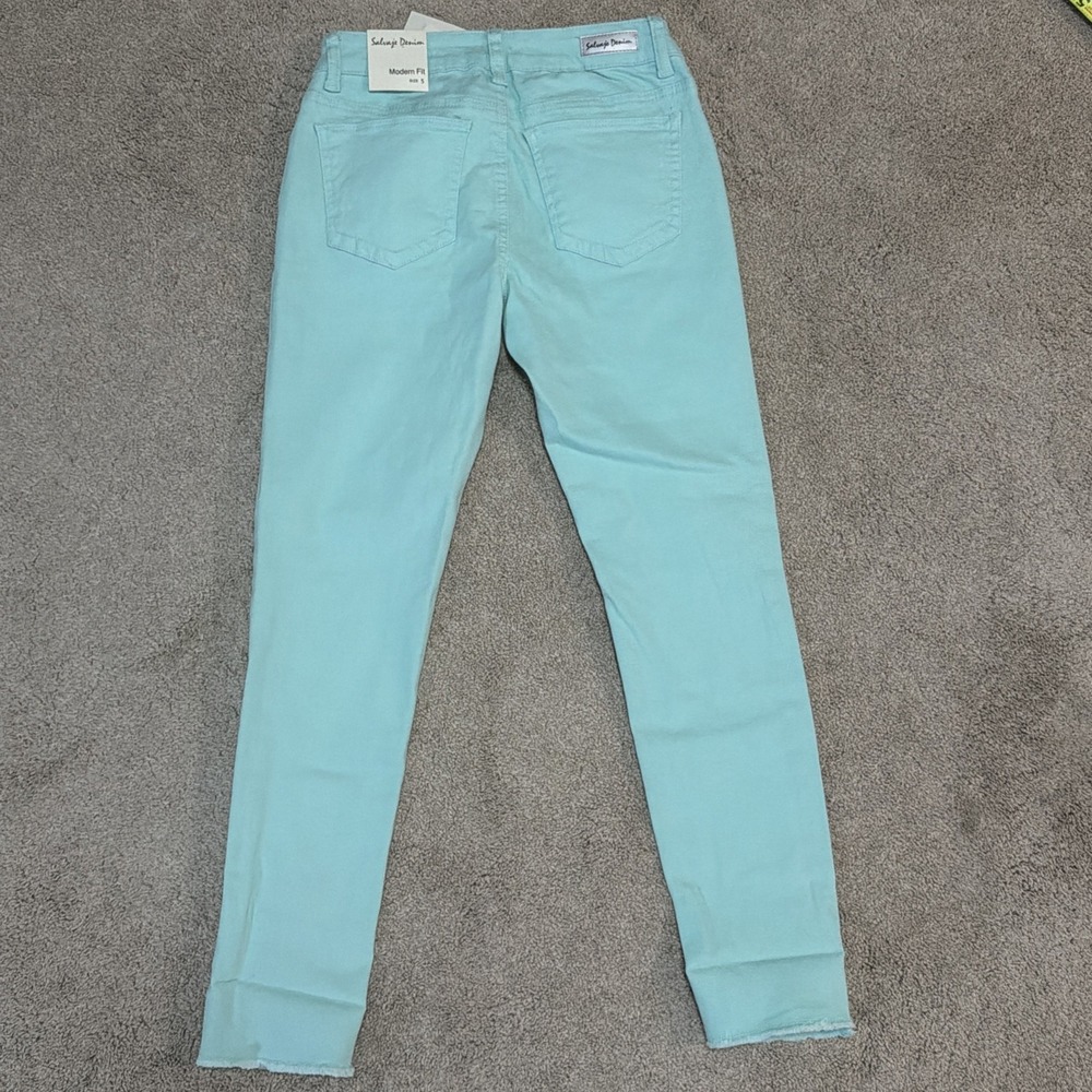 Salvage Denim Skinny Jeans Distressed Womens Size 5 (26x27) Powder Green - Picture 6 of 10